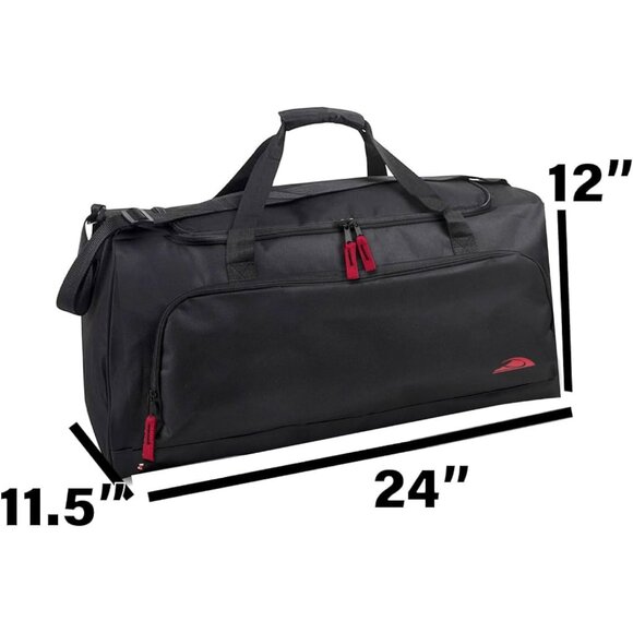 24 Inch Men & Women Black Lightweight Canvas Duffle Gym Sports Equipment Bags - Picture 4 of 9
